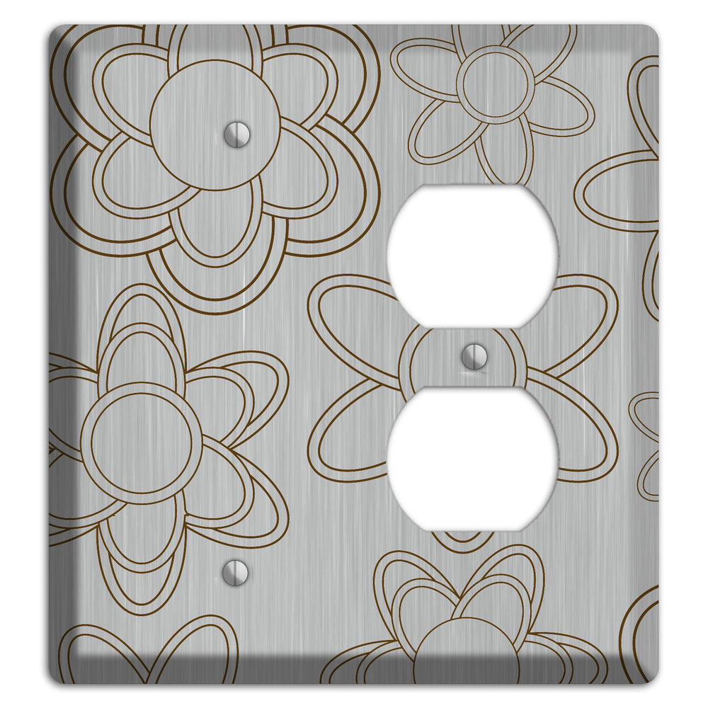 Retro Floral Contour Stainless Steel Blank / Duplex Wallplate