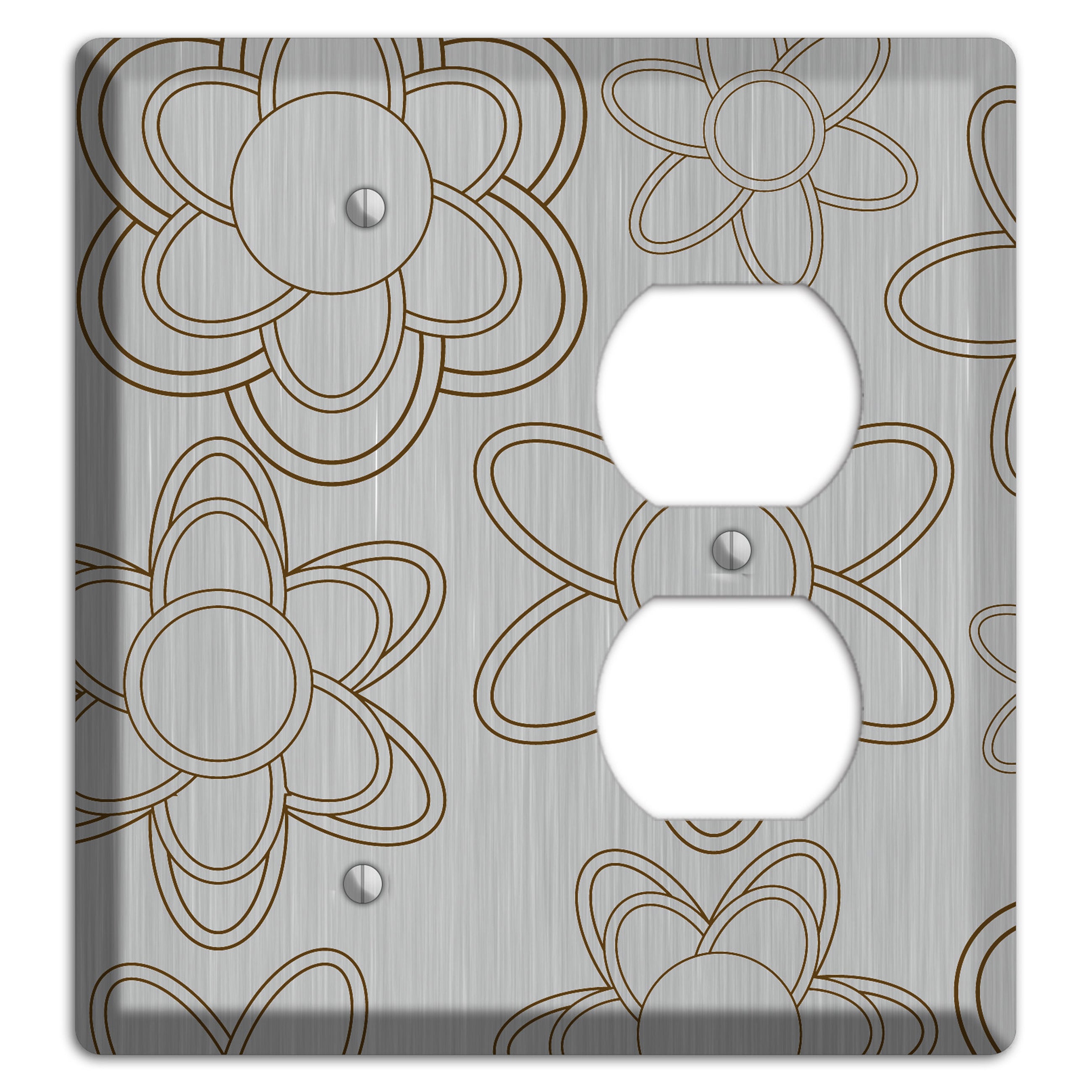 Retro Floral Contour  Stainless Blank / Duplex Wallplate