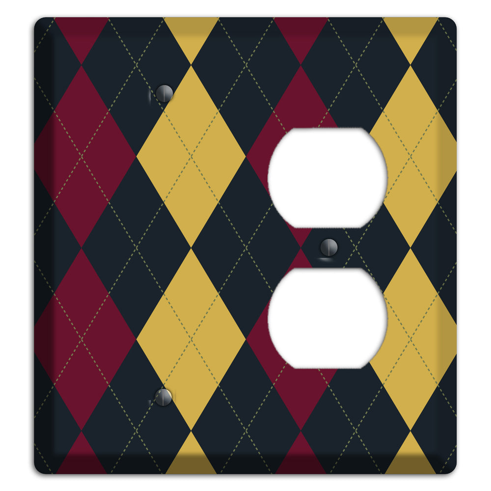 Deep Red and Yellow Argyle Blank / Duplex Wallplate
