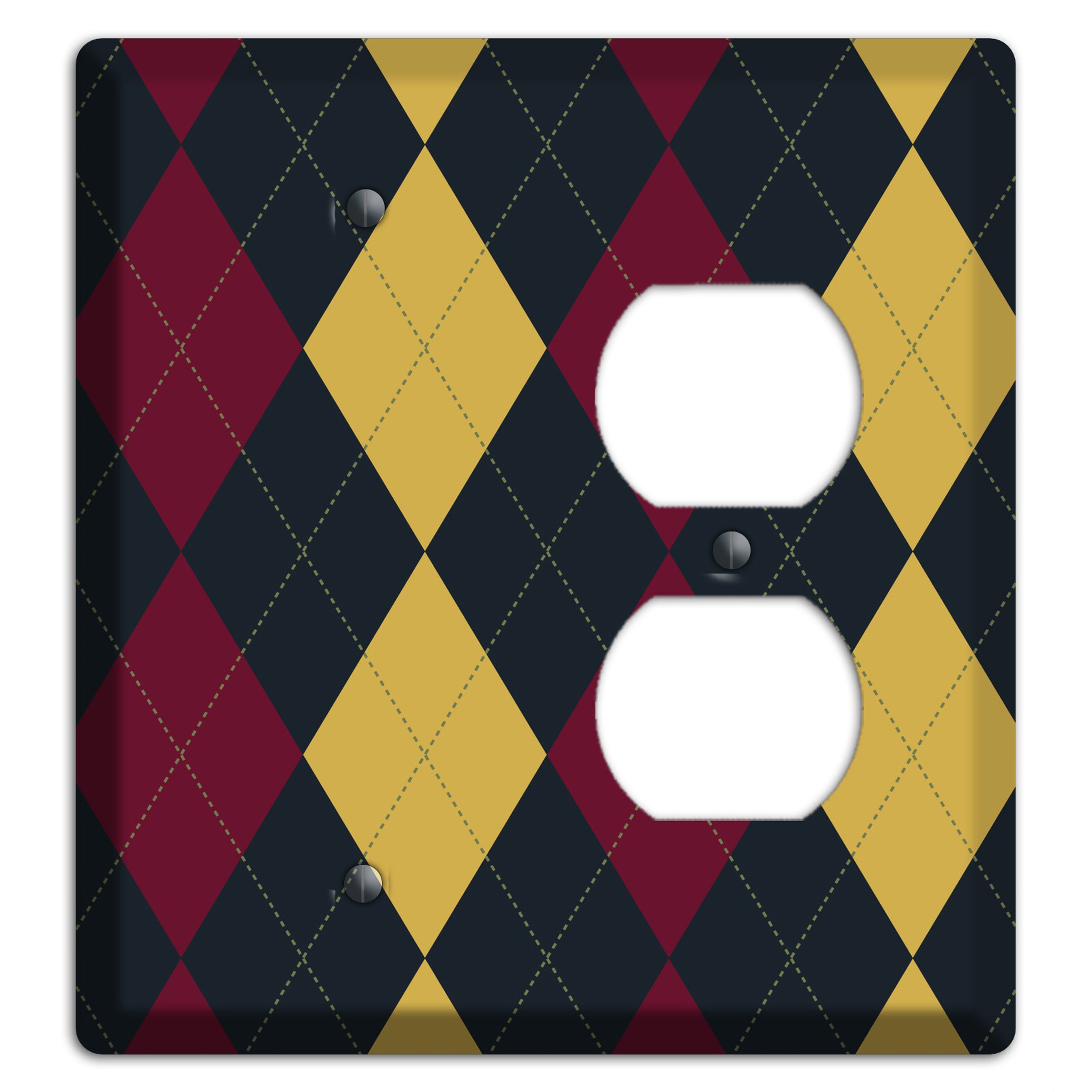 Deep Red and Yellow Argyle Blank / Duplex Wallplate