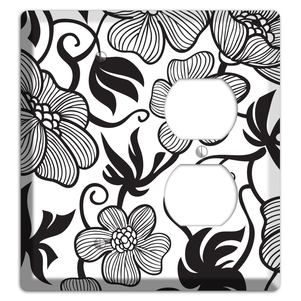 White with Black Tropical Blank / Duplex Wallplate
