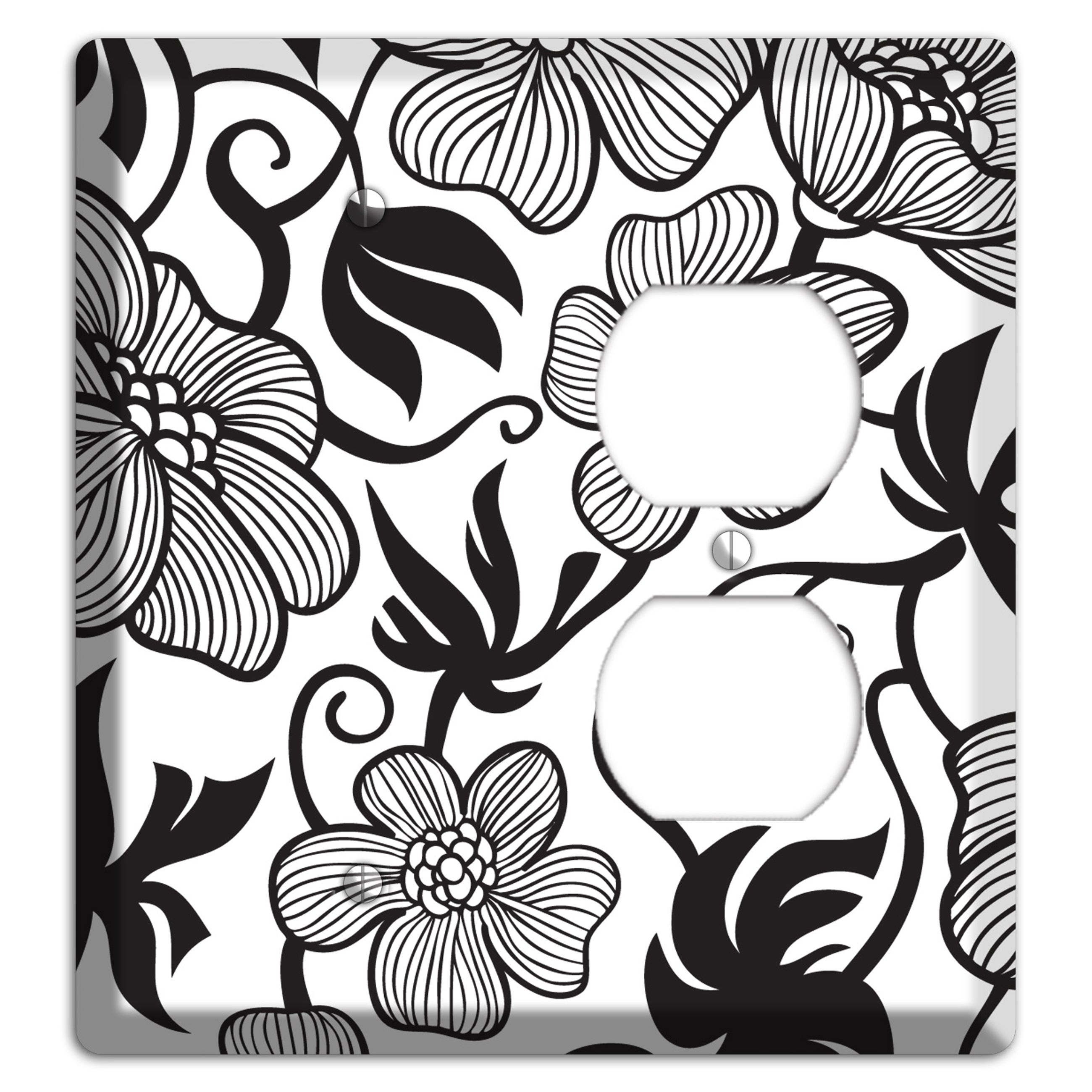 White with Black Tropical Blank / Duplex Wallplate
