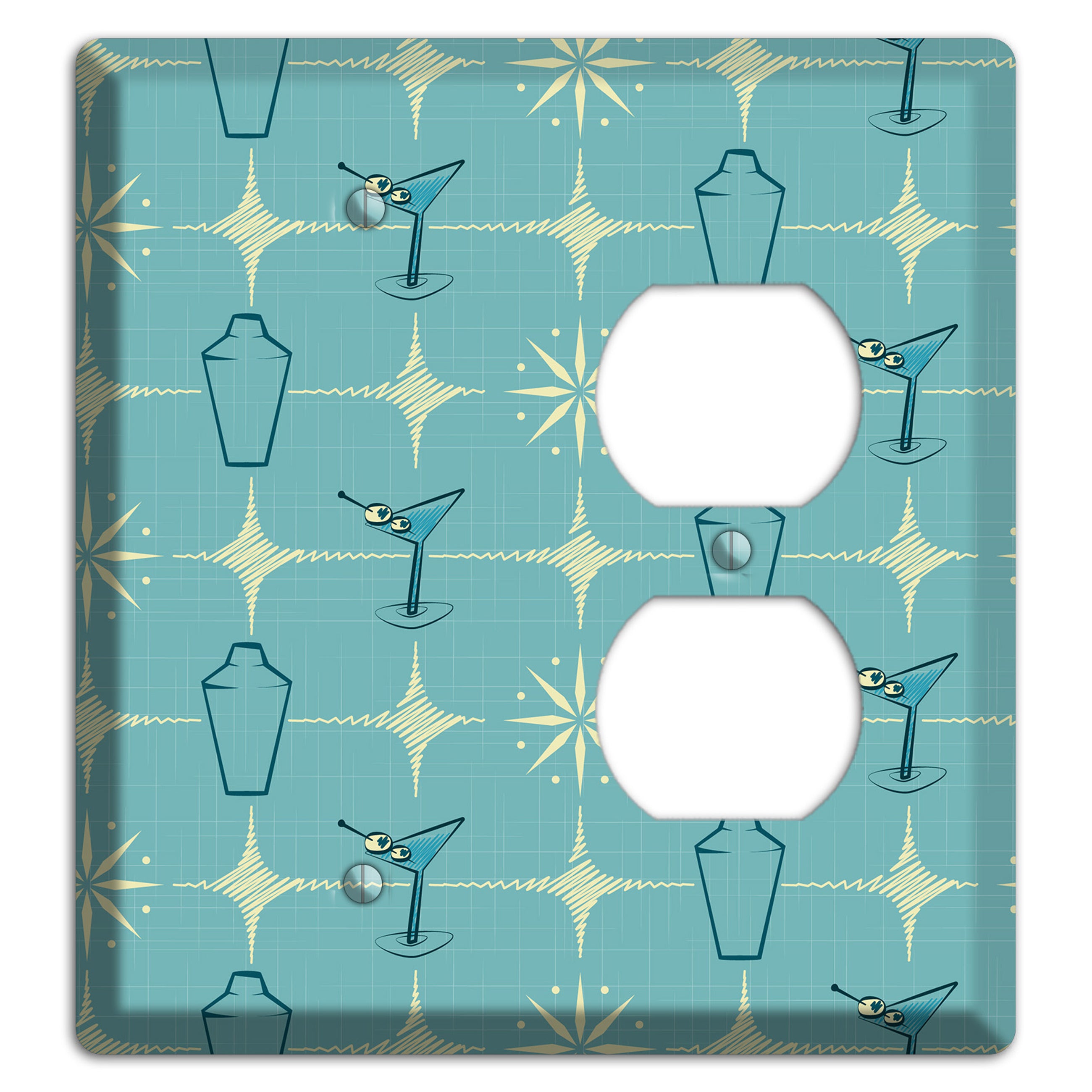 Blue Shaker and Martini Blank / Duplex Wallplate
