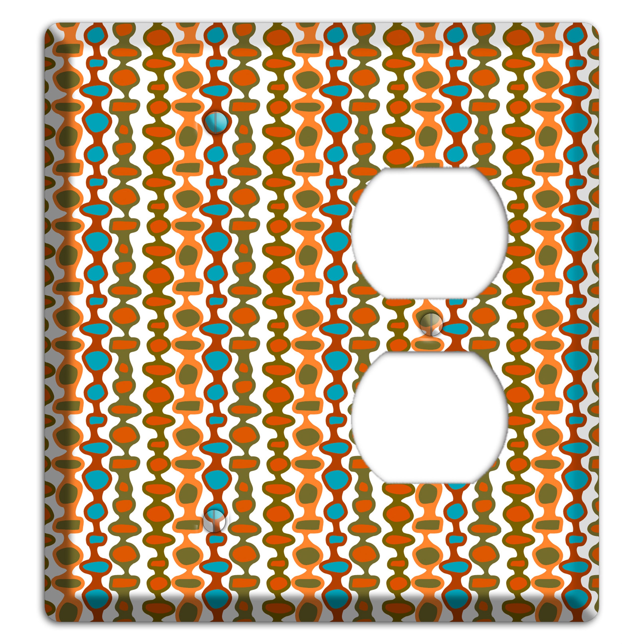 Multi Umber and Dusty Blue Bead and Reel Blank / Duplex Wallplate