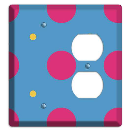 Blue with Pink and Yellow Multi Tiled Medium Dots Blank / Duplex Wallplate