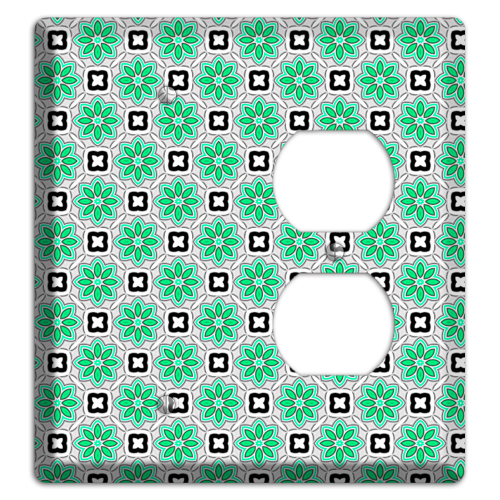 Green and Black Foulard Blank / Duplex Wallplate