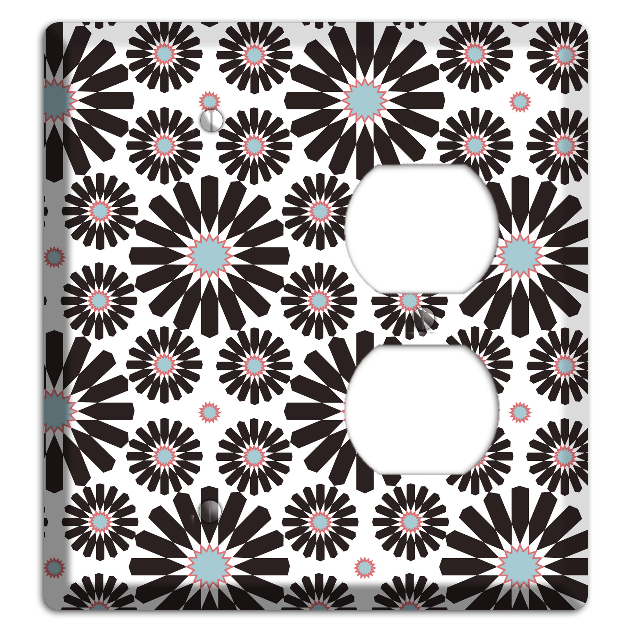 Dusty Blue Maroon Scandinavian Floral 3 Blank / Duplex Wallplate
