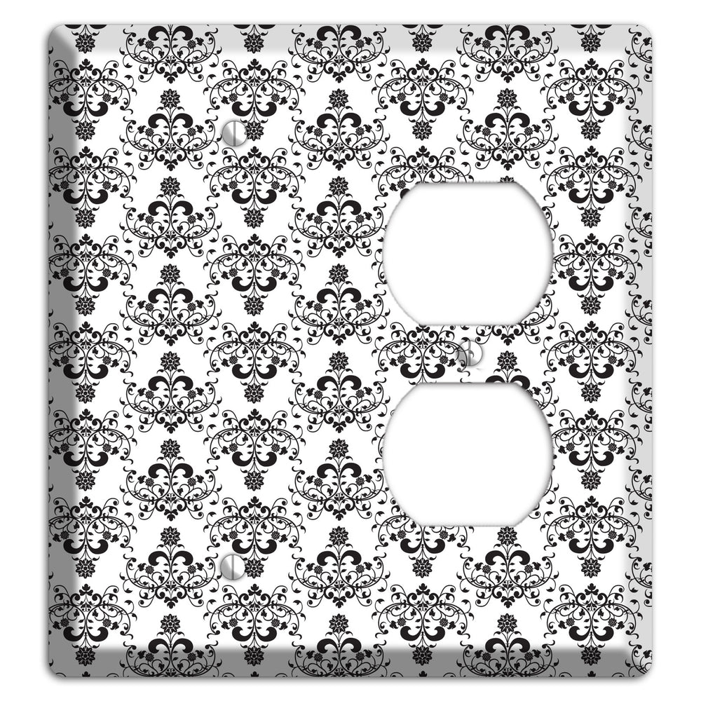White with Black Cartouche Half Drop Blank / Duplex Wallplate