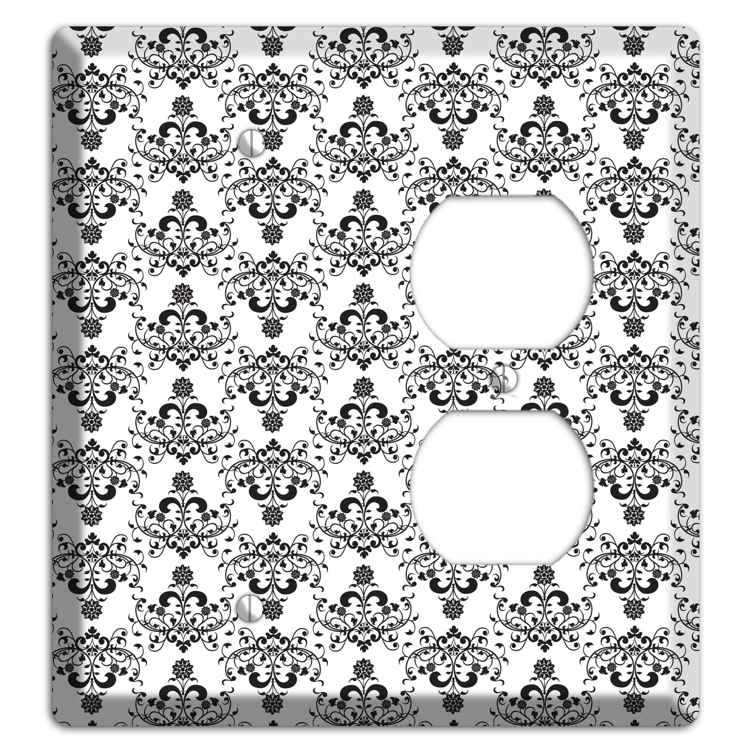 White with Black Cartouche Half Drop Blank / Duplex Wallplate