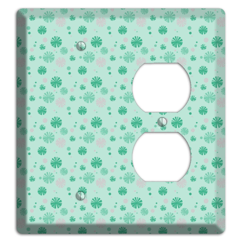 Multi Aqua and Grey Retro Burst Blank / Duplex Wallplate
