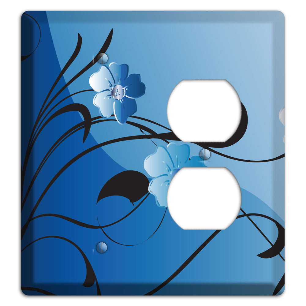 Blue Floral Sprig Blank / Duplex Wallplate