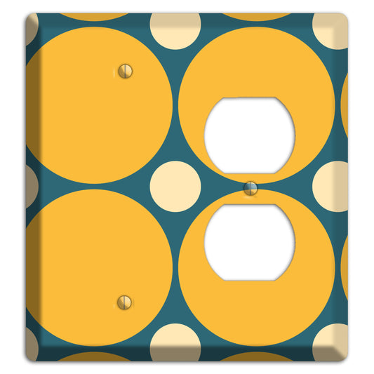 Jade with Mustard and Beige Multi Tiled Large Dots Blank / Duplex Wallplate