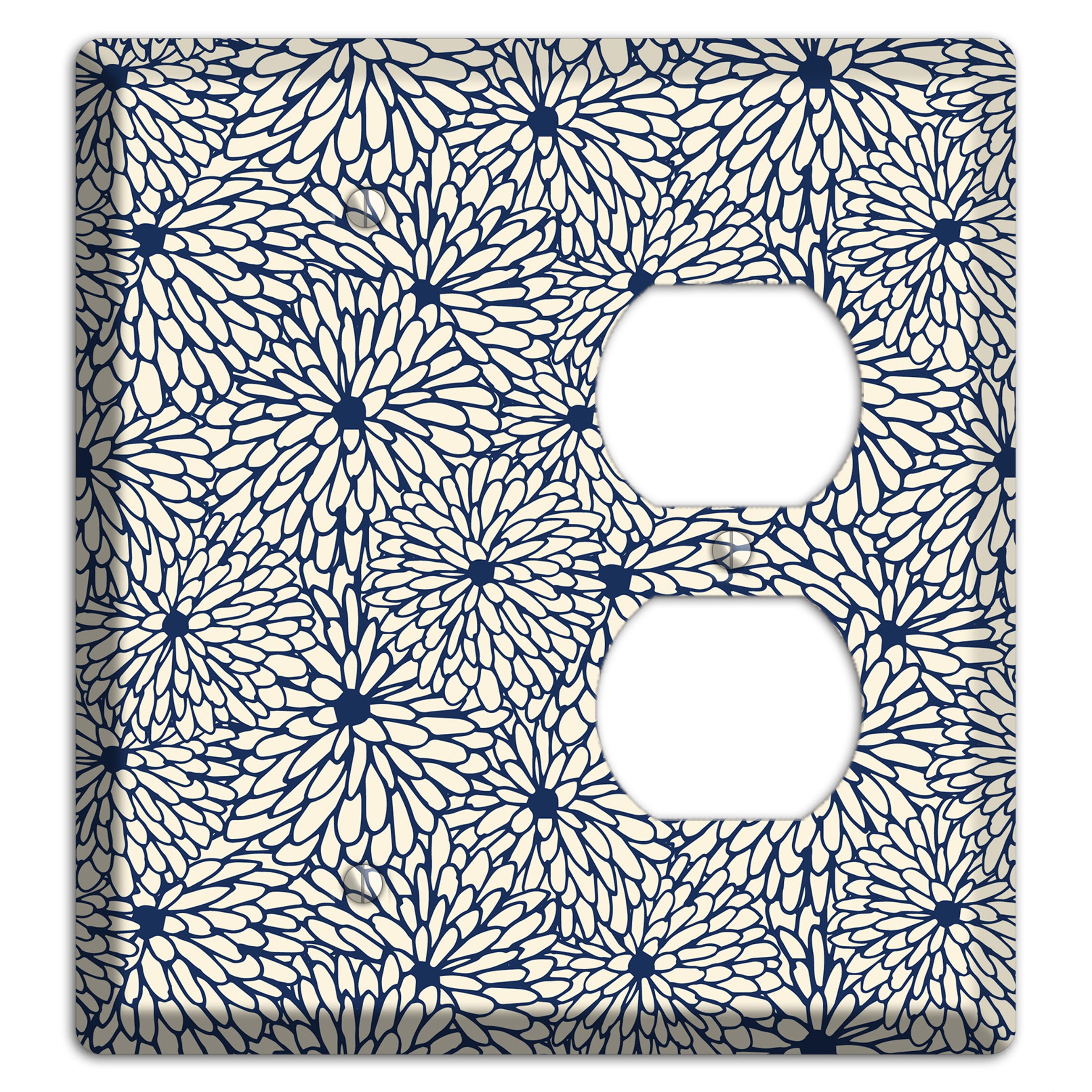 Beige Floral Burst Blank / Duplex Wallplate