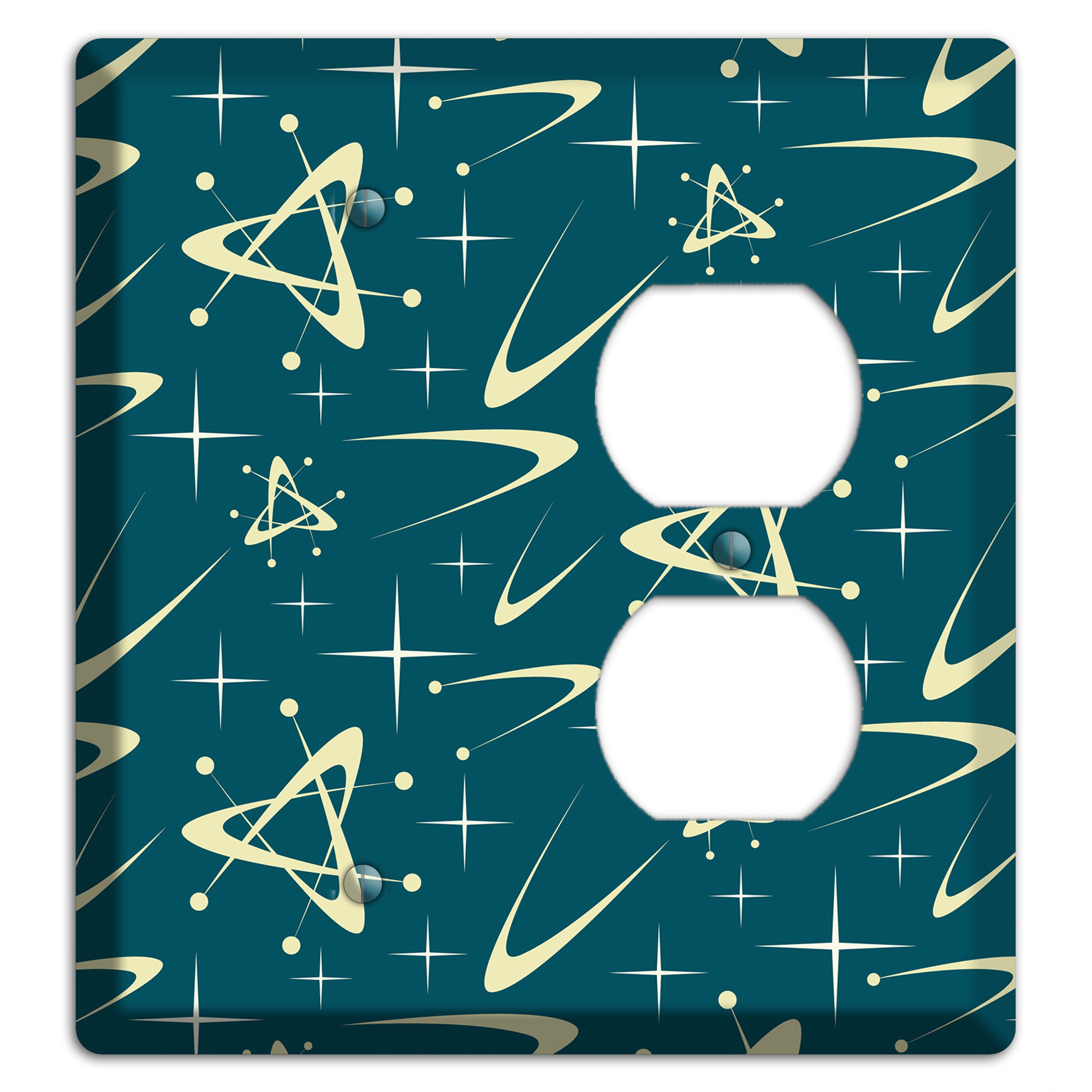 Teal and Yellow Atomic Blank / Duplex Wallplate