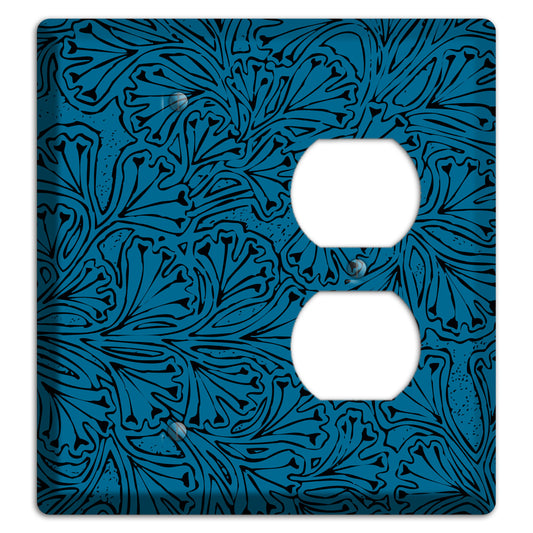 Deco Blue Interlocking Floral Blank / Duplex Wallplate