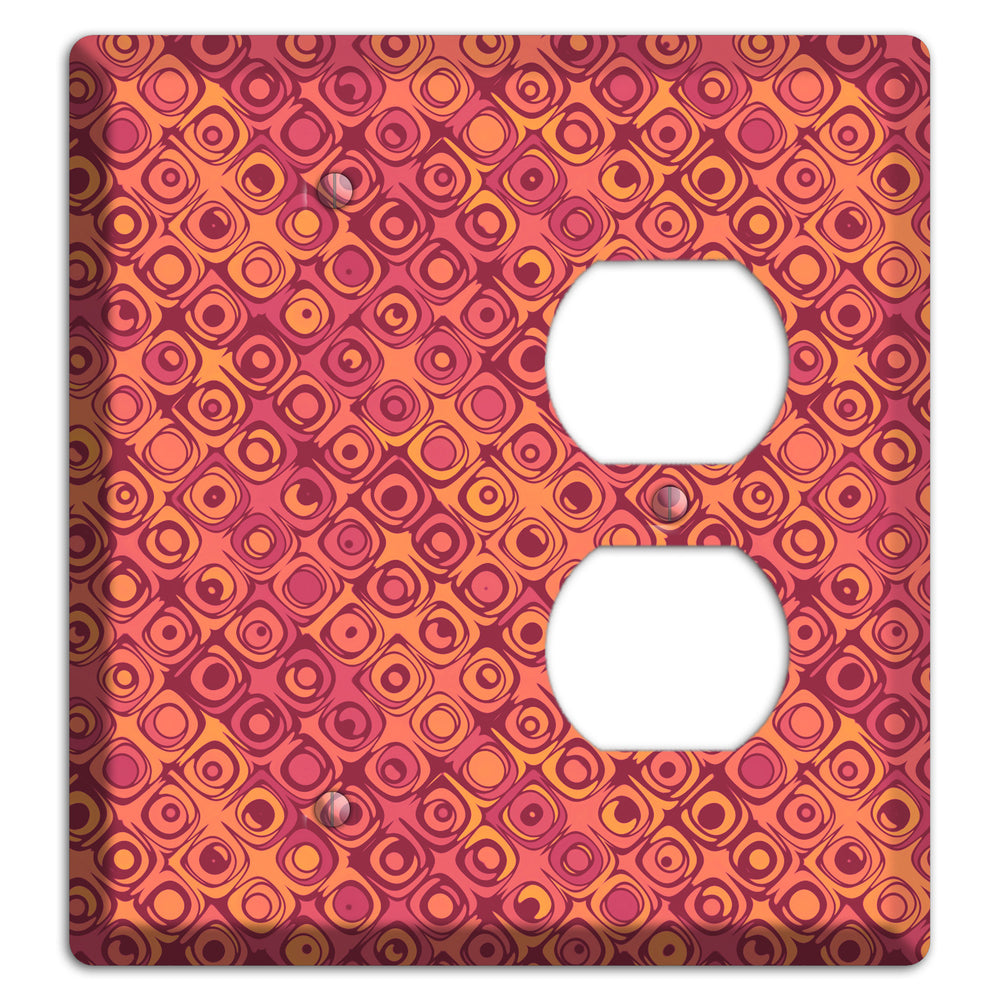 Coral Grunge Retro Circles Blank / Duplex Wallplate