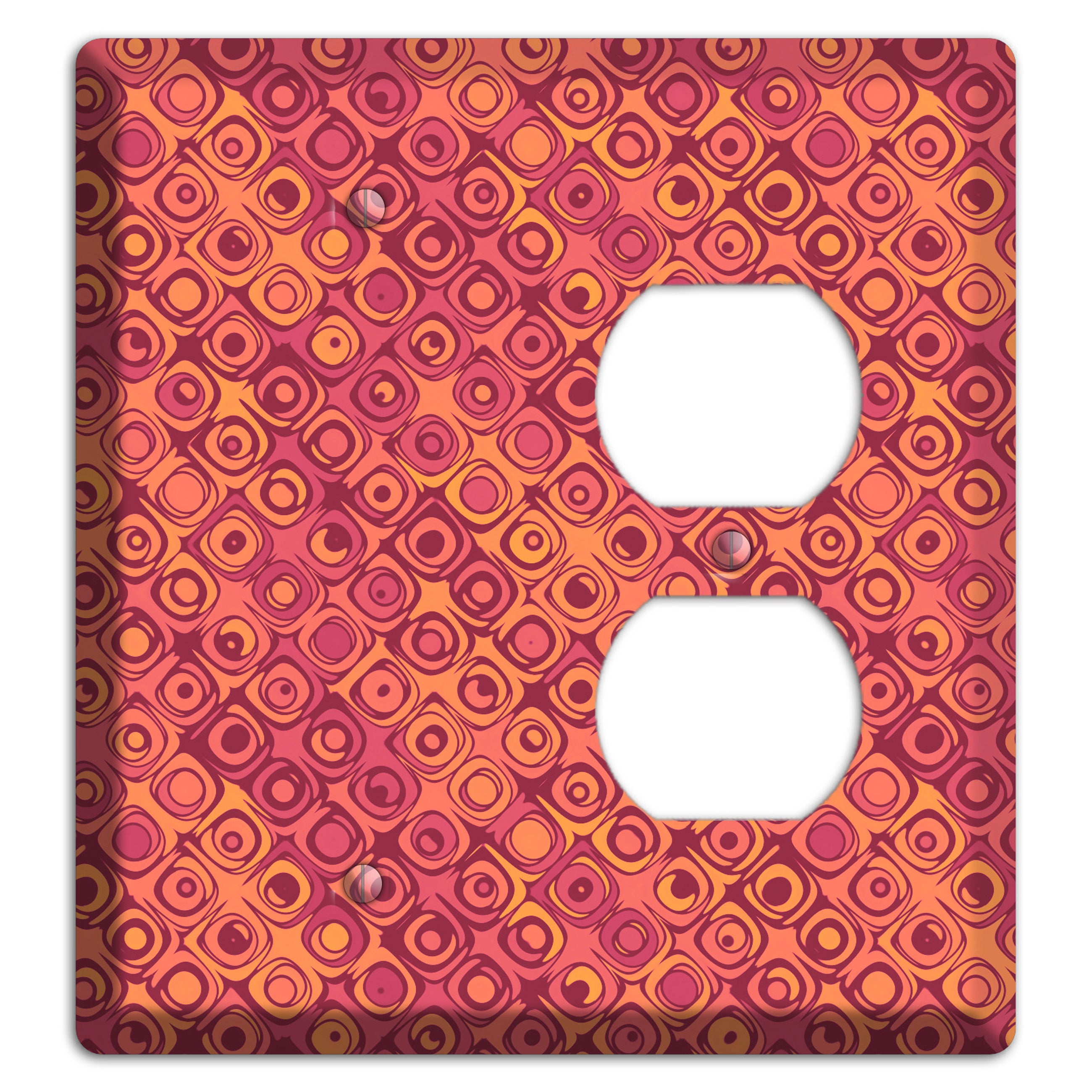 Coral Grunge Retro Circles Blank / Duplex Wallplate