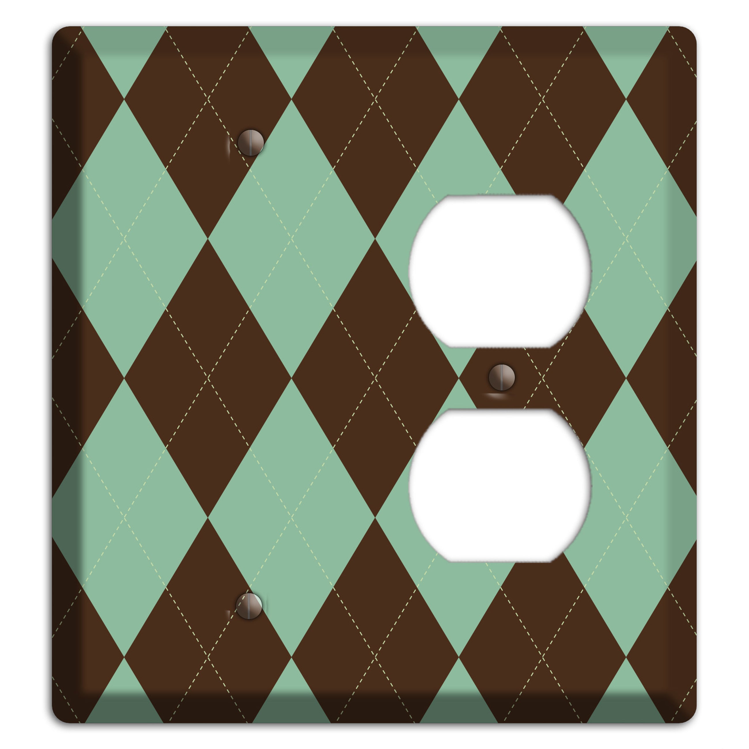 Green and Brown Argyle Blank / Duplex Wallplate