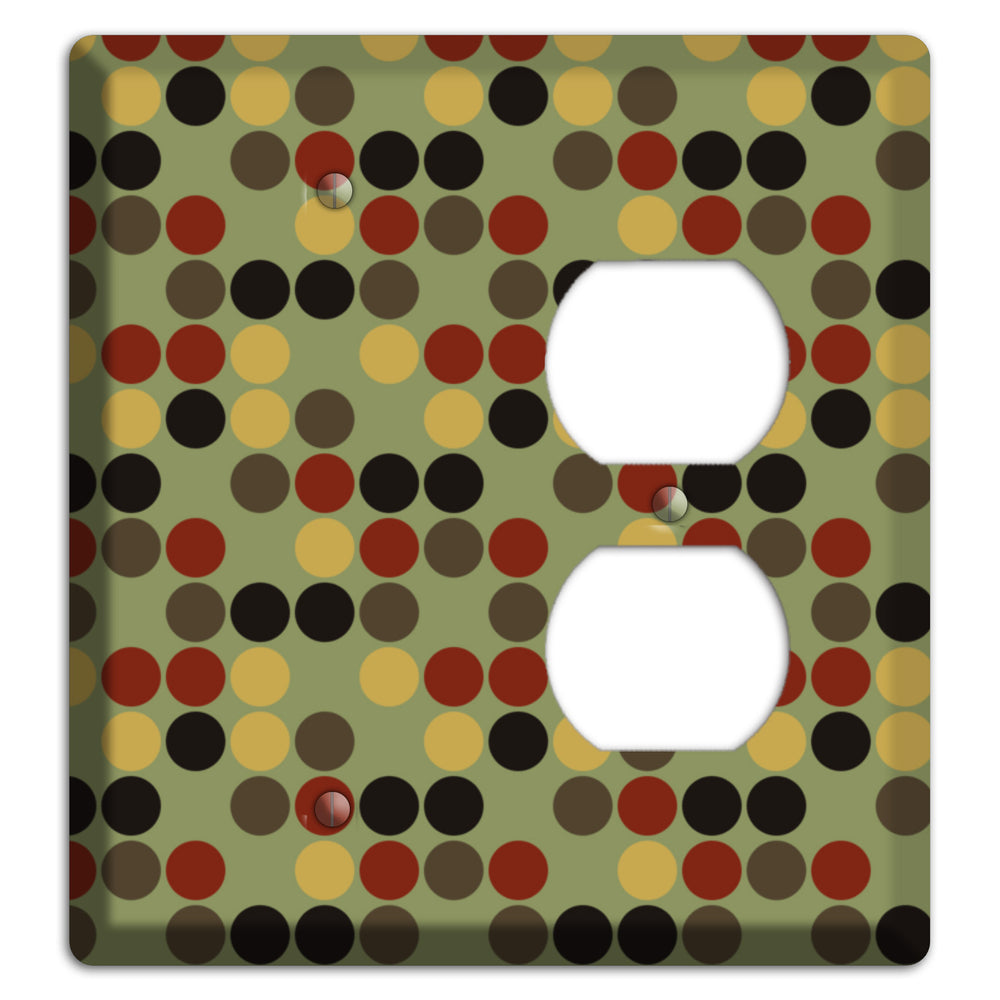 Olive with Red Brown Black Offset Dots Blank / Duplex Wallplate