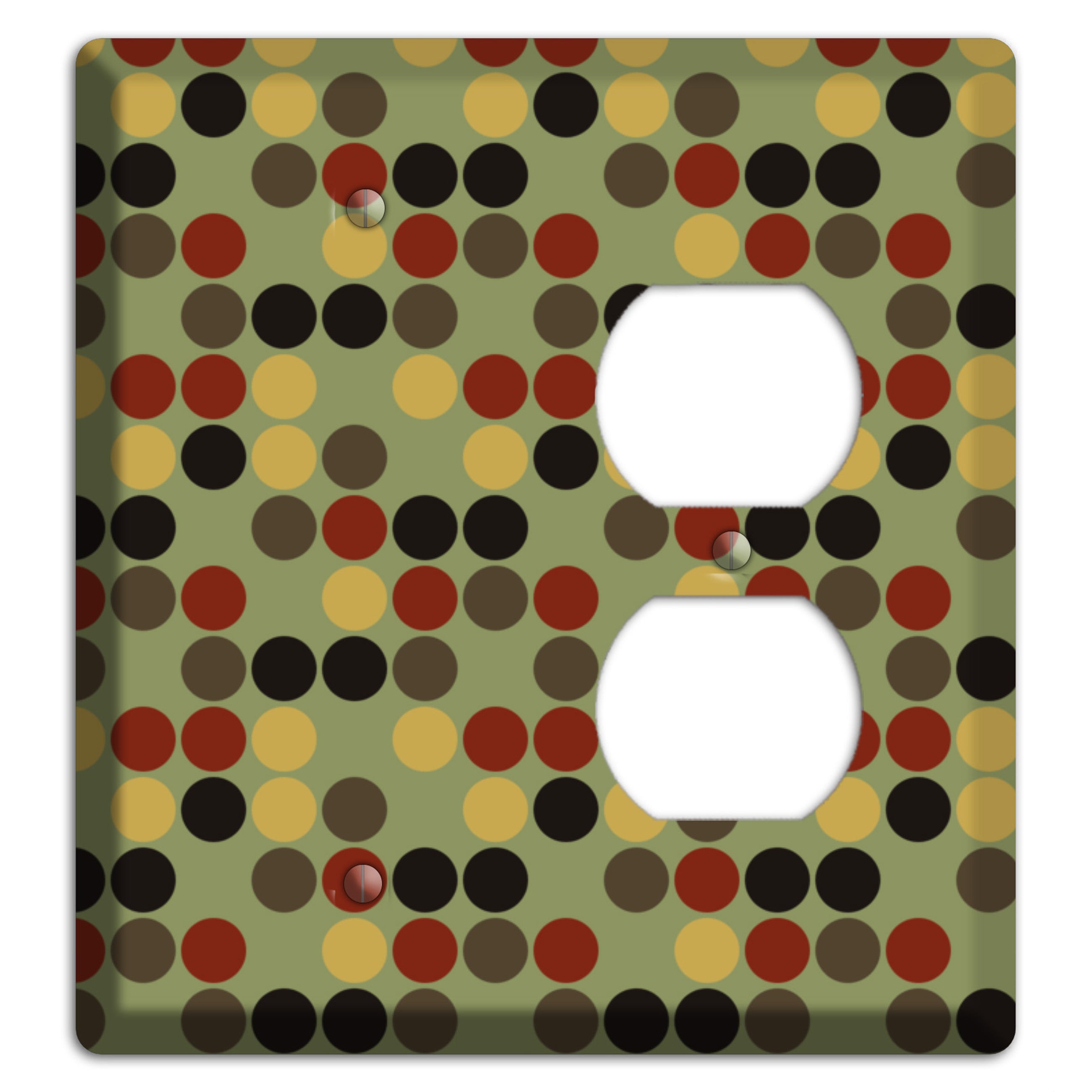 Olive with Red Brown Black Offset Dots Blank / Duplex Wallplate