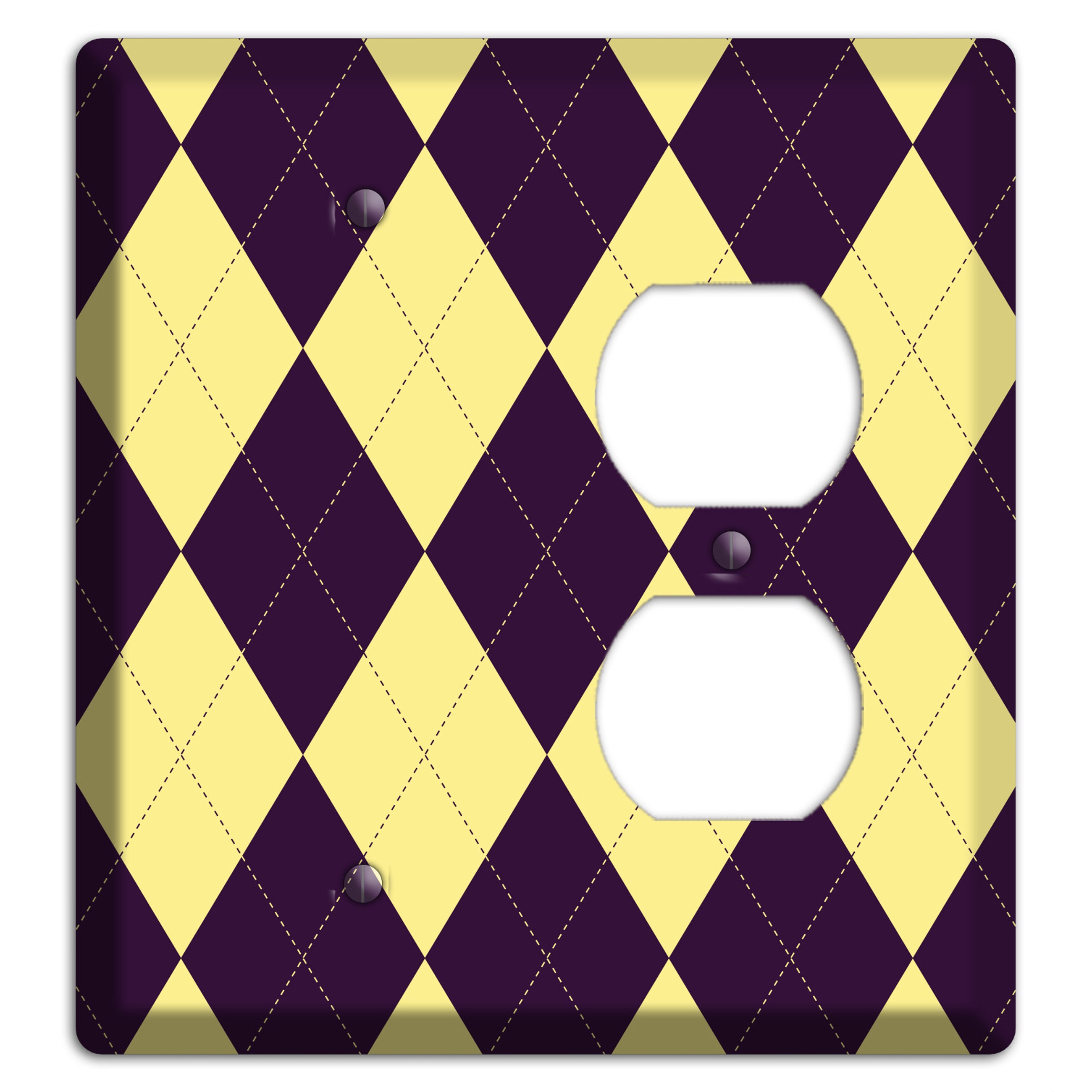 Yellow and Black Argyle Blank / Duplex Wallplate