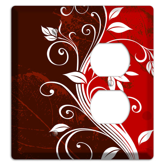 Burgundy and Red Deco Floral Blank / Duplex Wallplate