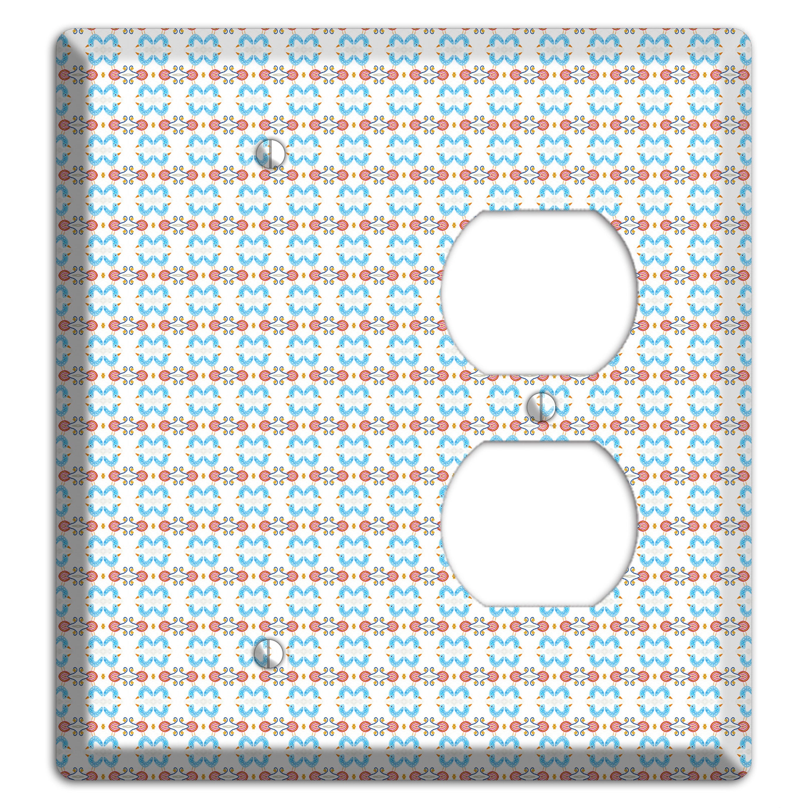 White with Blue Red Tapestry Blank / Duplex Wallplate