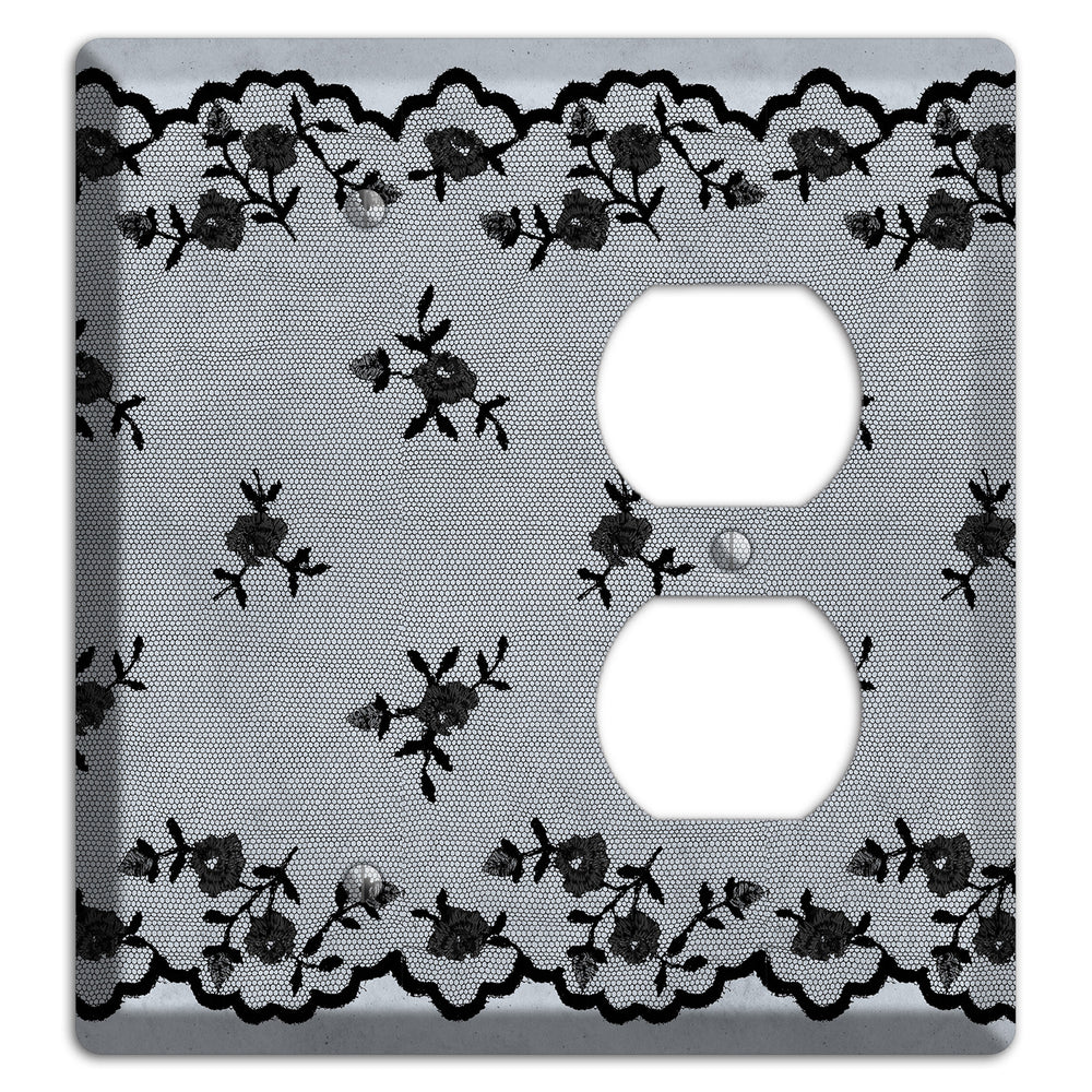 Embroidered Floral Gray Blank / Duplex Wallplate