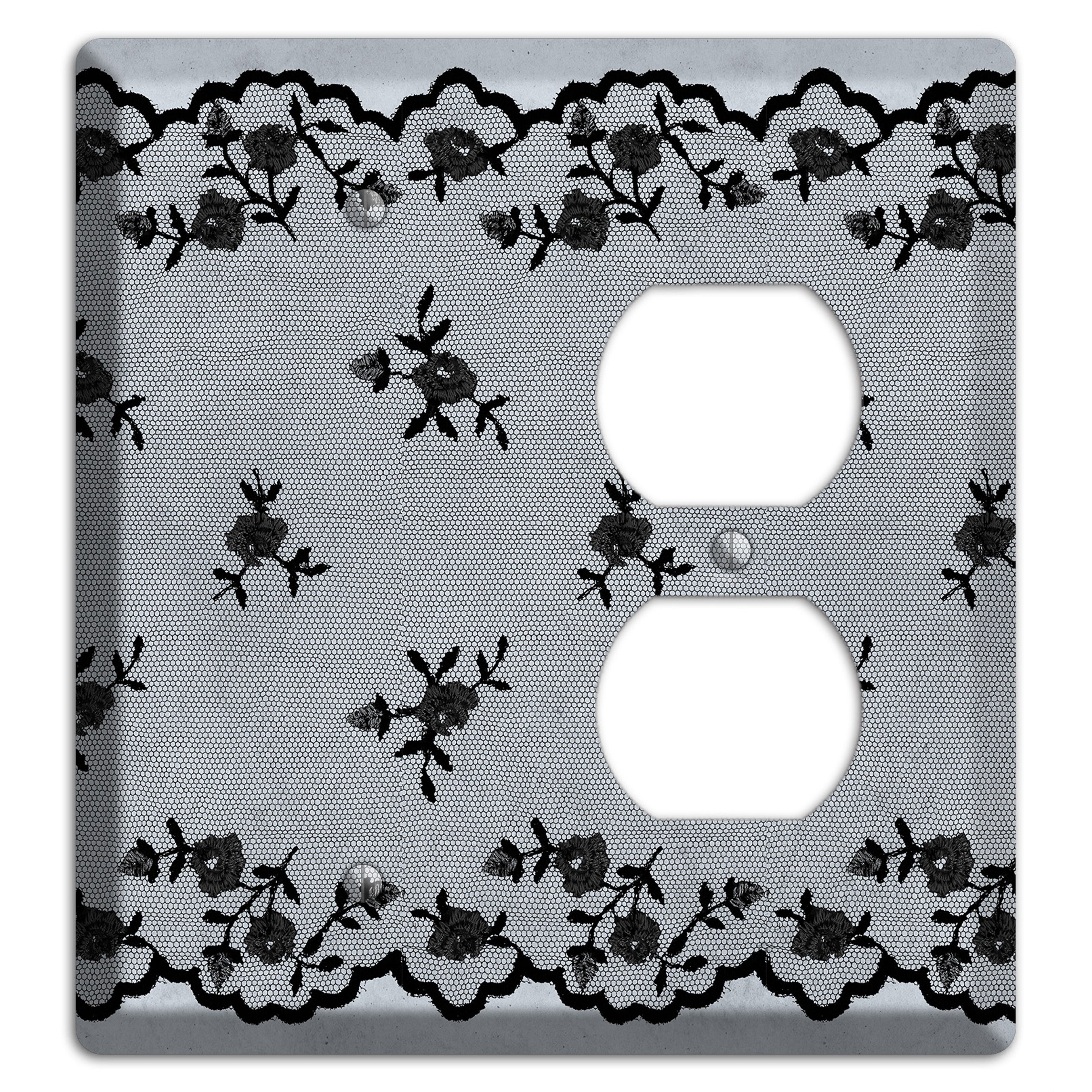 Embroidered Floral Gray Blank / Duplex Wallplate