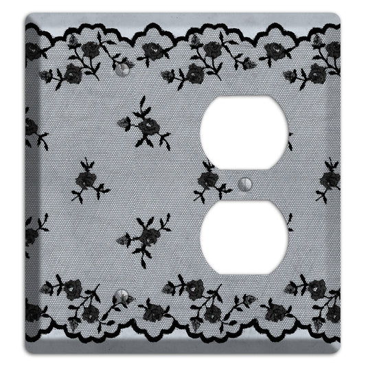 Embroidered Floral Gray Blank / Duplex Wallplate