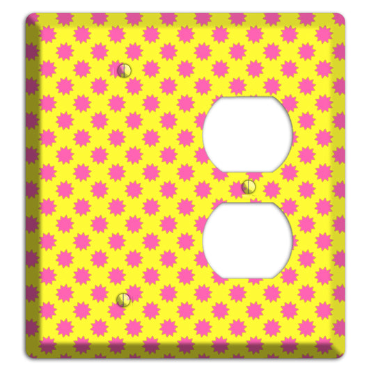 Yellow with Pink Burst Blank / Duplex Wallplate