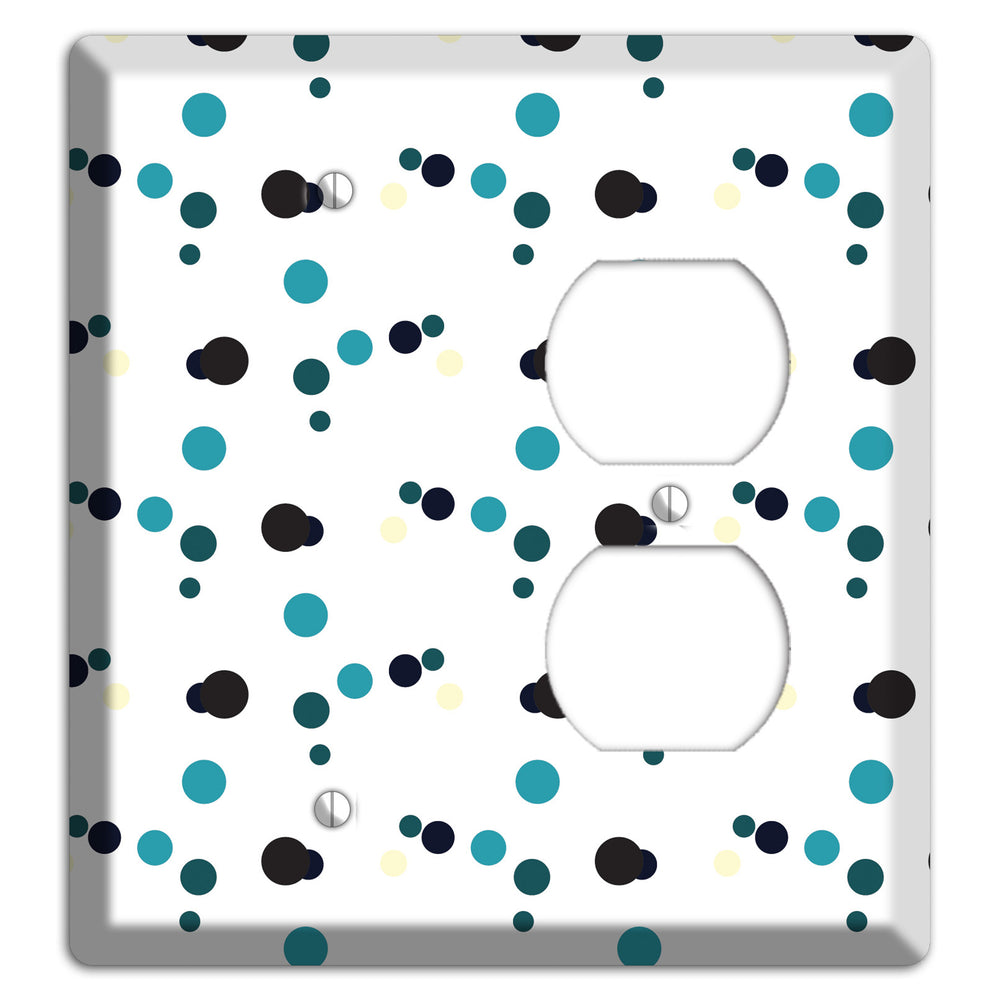 White with Teal and Black Multi Dots Blank / Duplex Wallplate