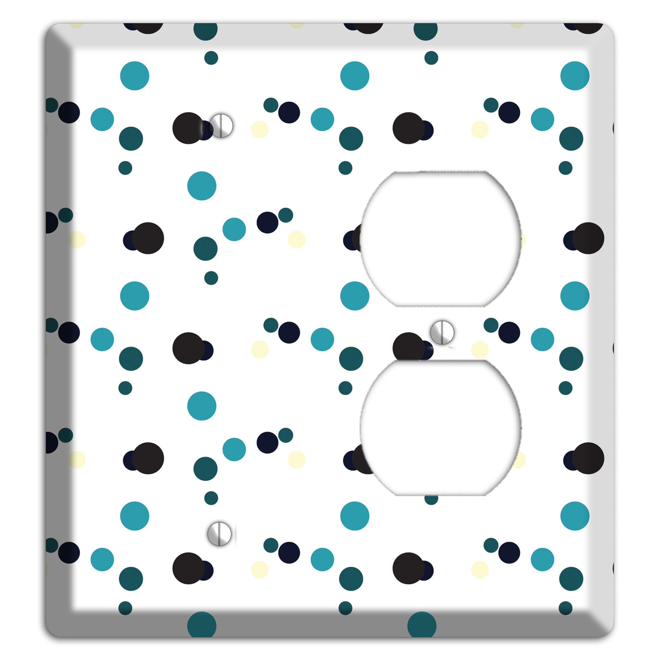 White with Teal and Black Multi Dots Blank / Duplex Wallplate