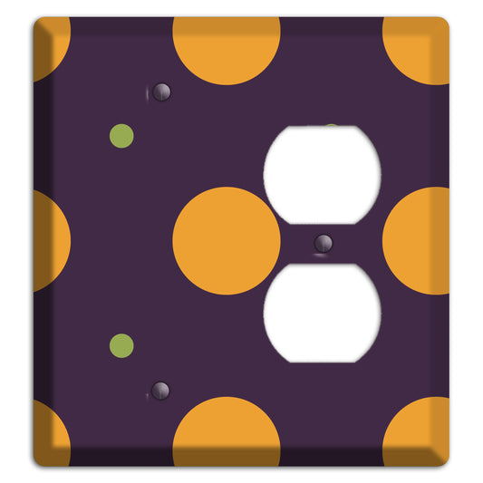 Eggplant with Orange and Lime Multi Tiled Medium Dots Blank / Duplex Wallplate