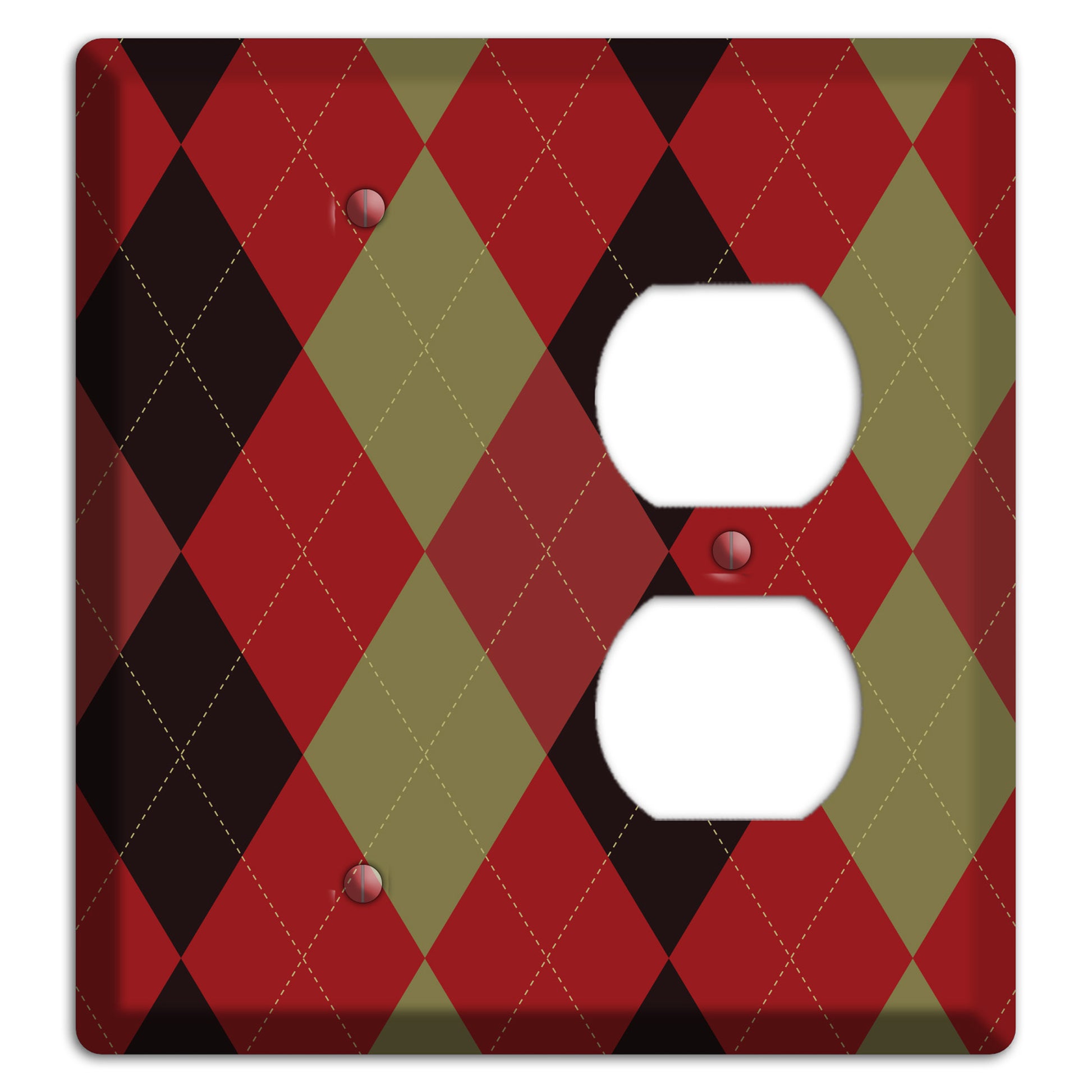 Red Olive Black Argyle Blank / Duplex Wallplate