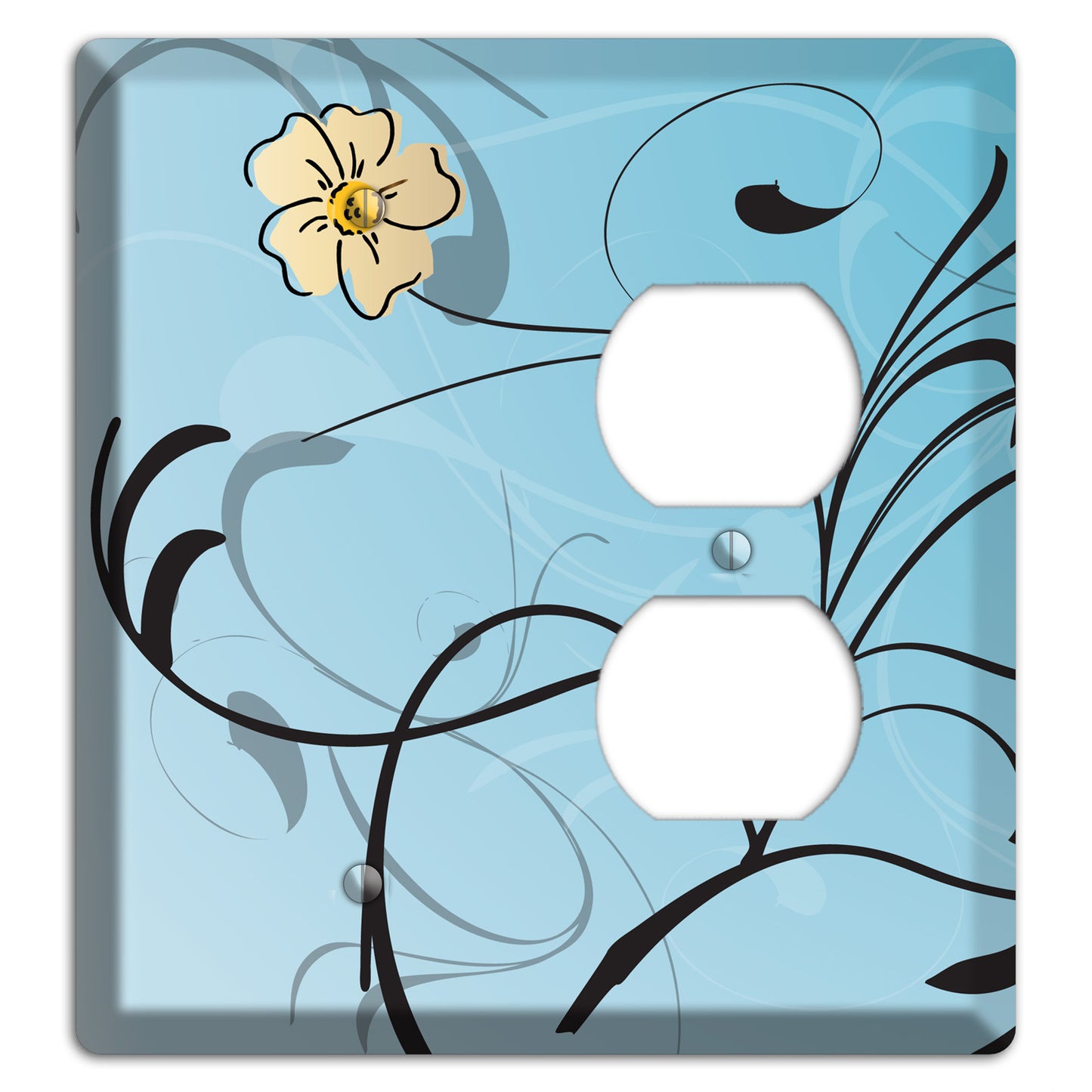 Blue Flower with Swirl Blank / Duplex Wallplate