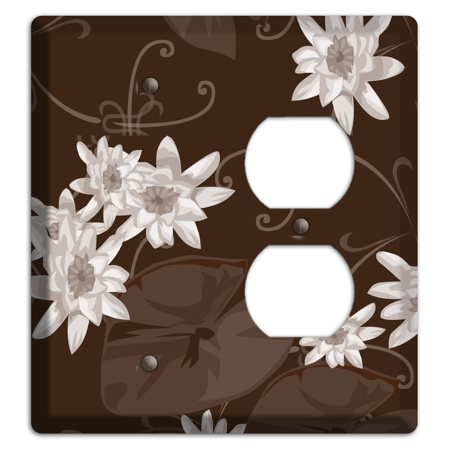 Brown with White Blooms Blank / Duplex Wallplate