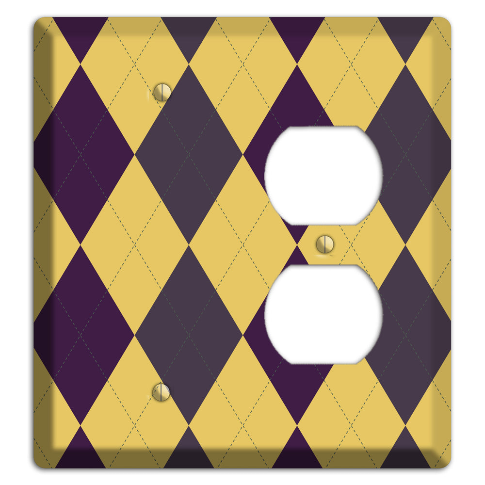 Yellow Plum Brown Argyle Blank / Duplex Wallplate
