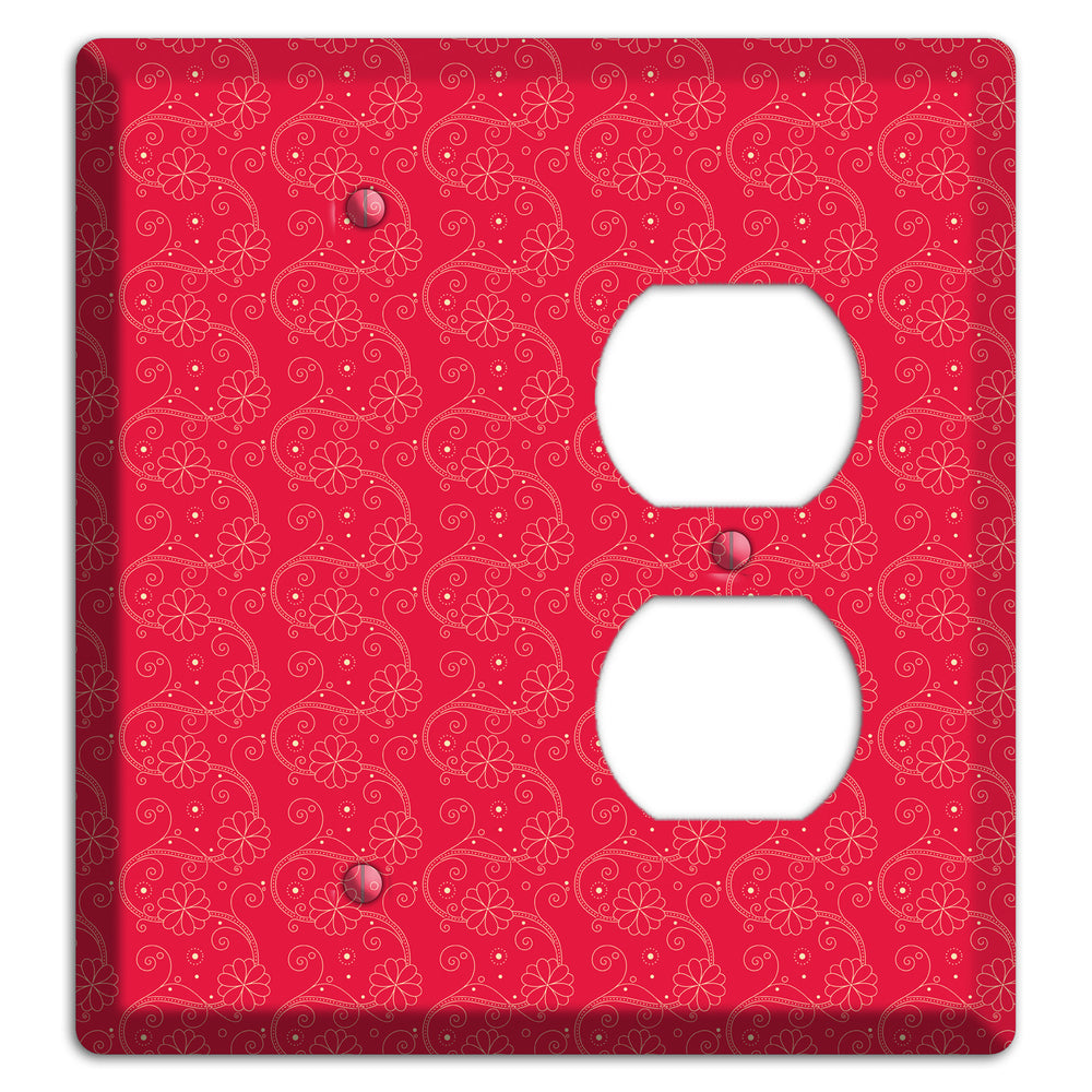 Tiny Red Floral Swirl Blank / Duplex Wallplate