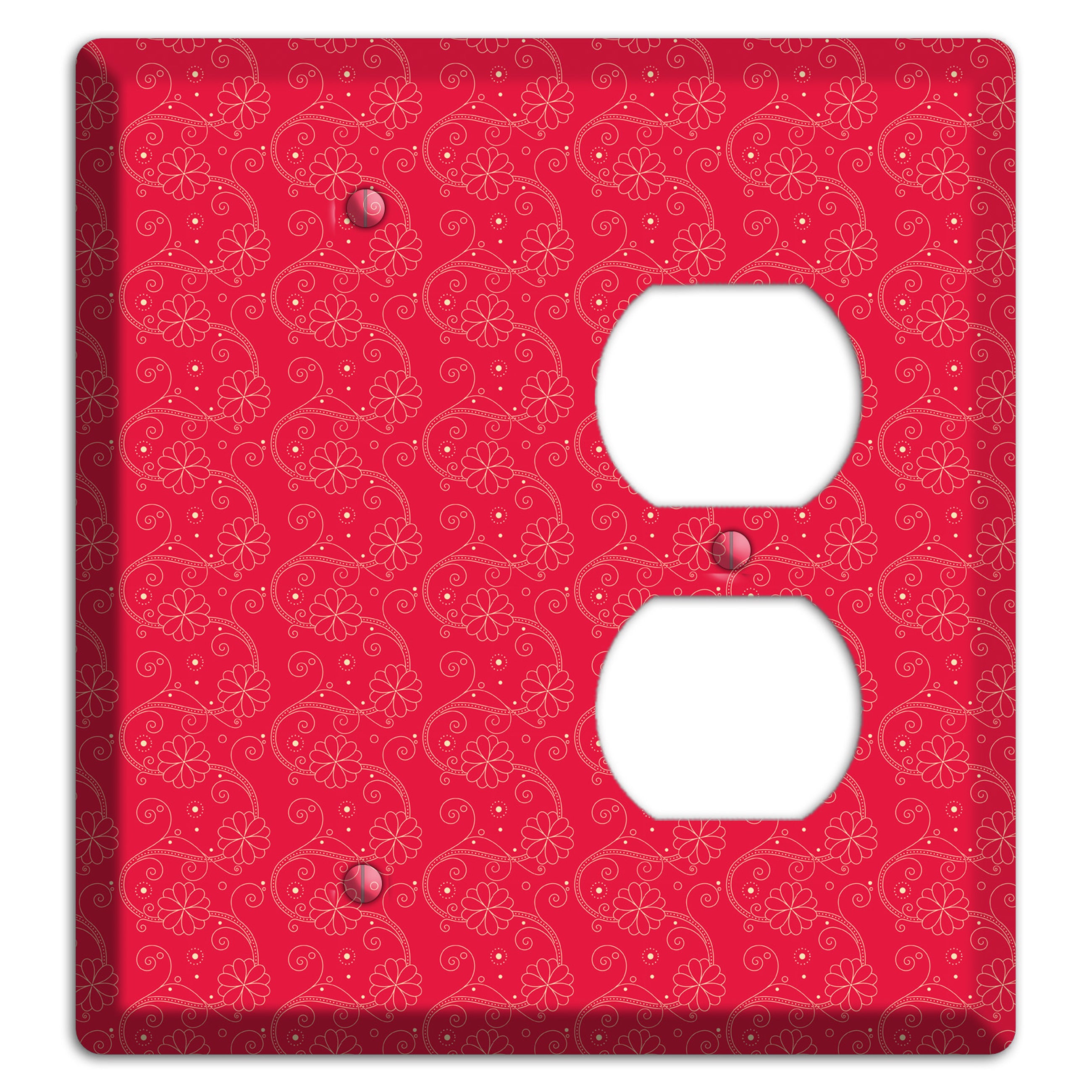 Tiny Red Floral Swirl Blank / Duplex Wallplate