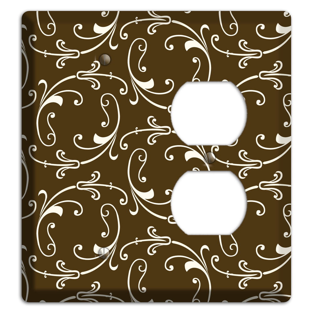 Brown Victorian Sprig Blank / Duplex Wallplate