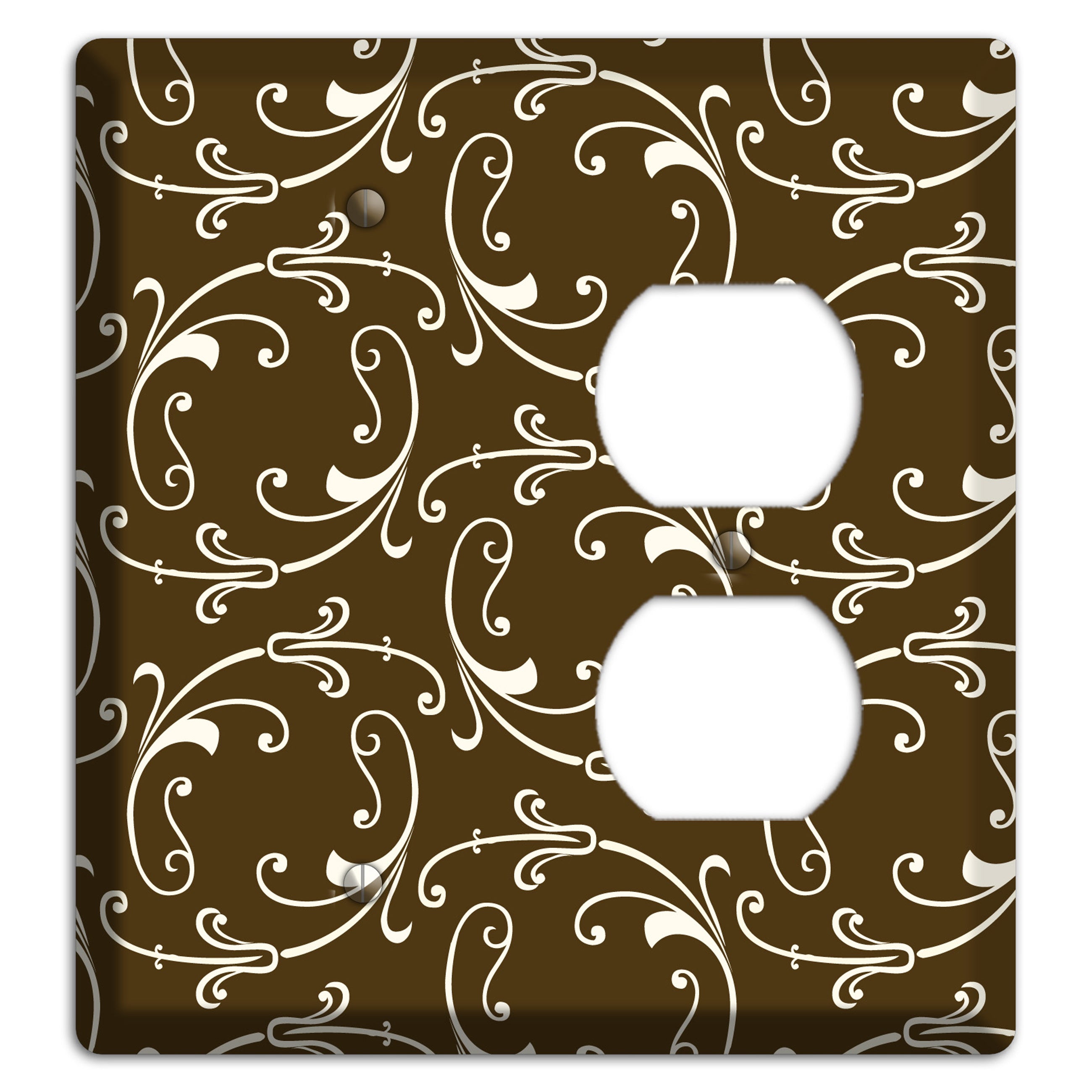 Brown Victorian Sprig Blank / Duplex Wallplate