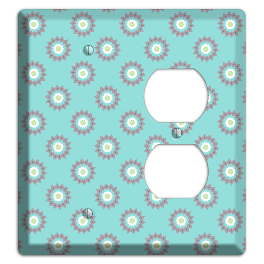 Turquoise with Suzani Dots Blank / Duplex Wallplate