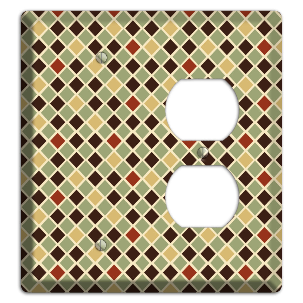 Olive Mustard Maroon Diamonds Blank / Duplex Wallplate