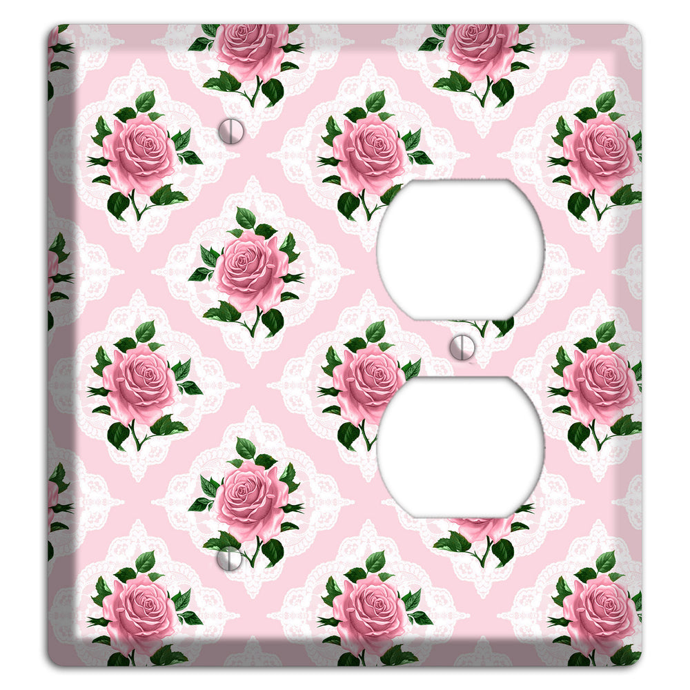 Pink Rose Doily Blank / Duplex Wallplate