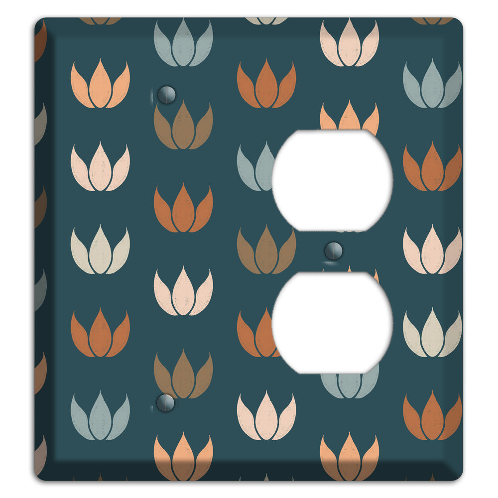 Teal Lotus Print Blank / Duplex Wallplate