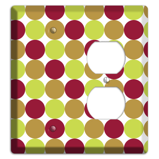 Lime Brown Maroon Tiled Dots Blank / Duplex Wallplate