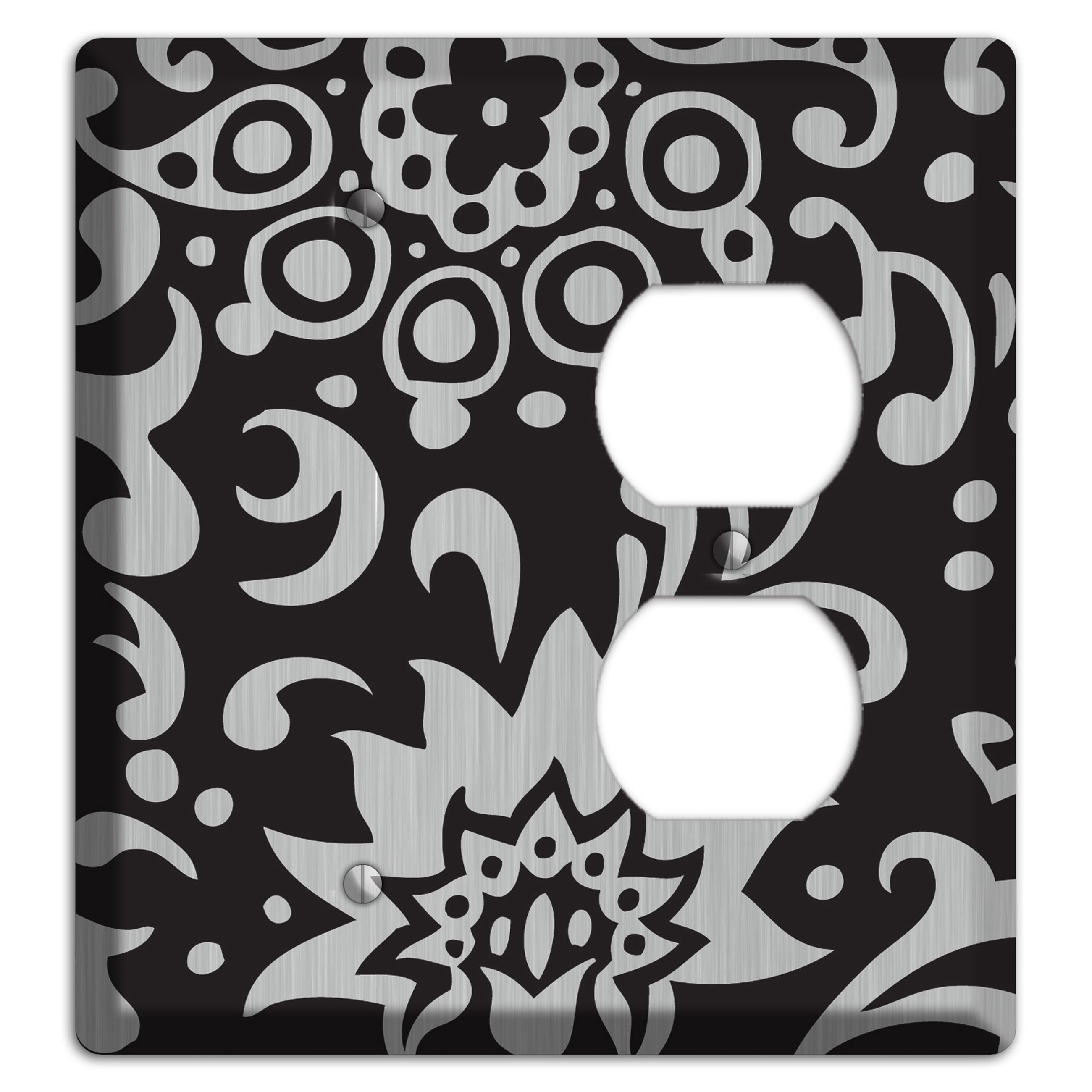 Black Boteh  Stainless Blank / Duplex Wallplate