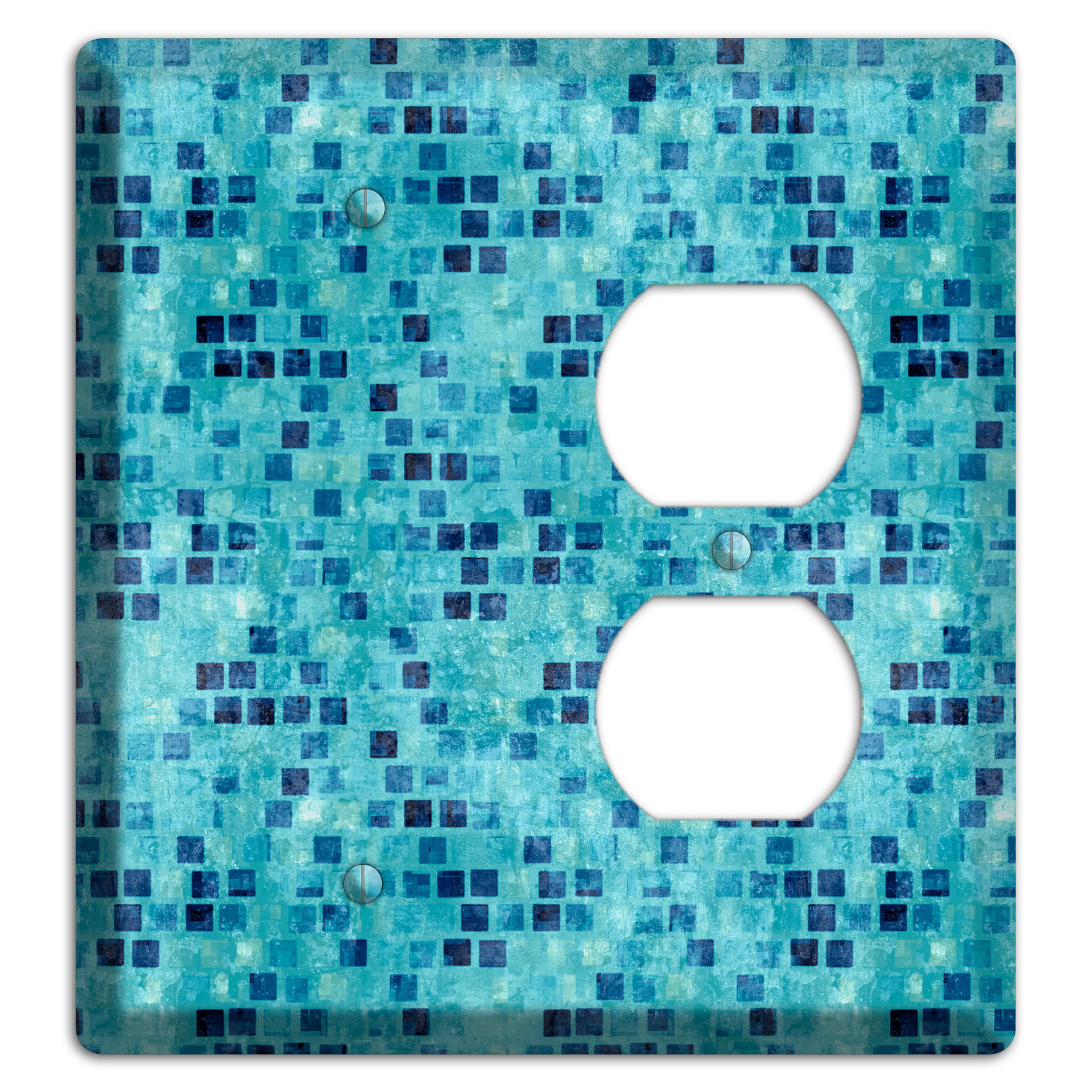 Turquoise Grunge Tile Blank / Duplex Wallplate