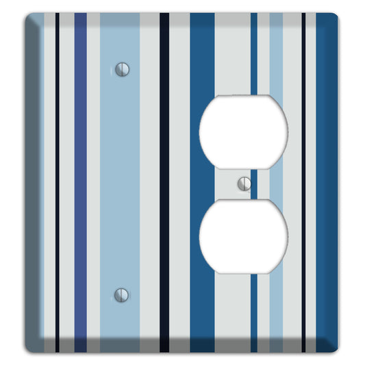 Multi White and Blue Vertical Stripe Blank / Duplex Wallplate